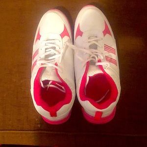Pink and white sneakers size 10